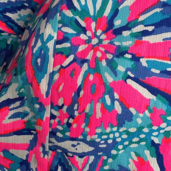 Lilly Pulitzer Sleeveless Embroidered V-Neck Shift Dress Size 0 Cotton Pink/Blue - Picture 4 of 10